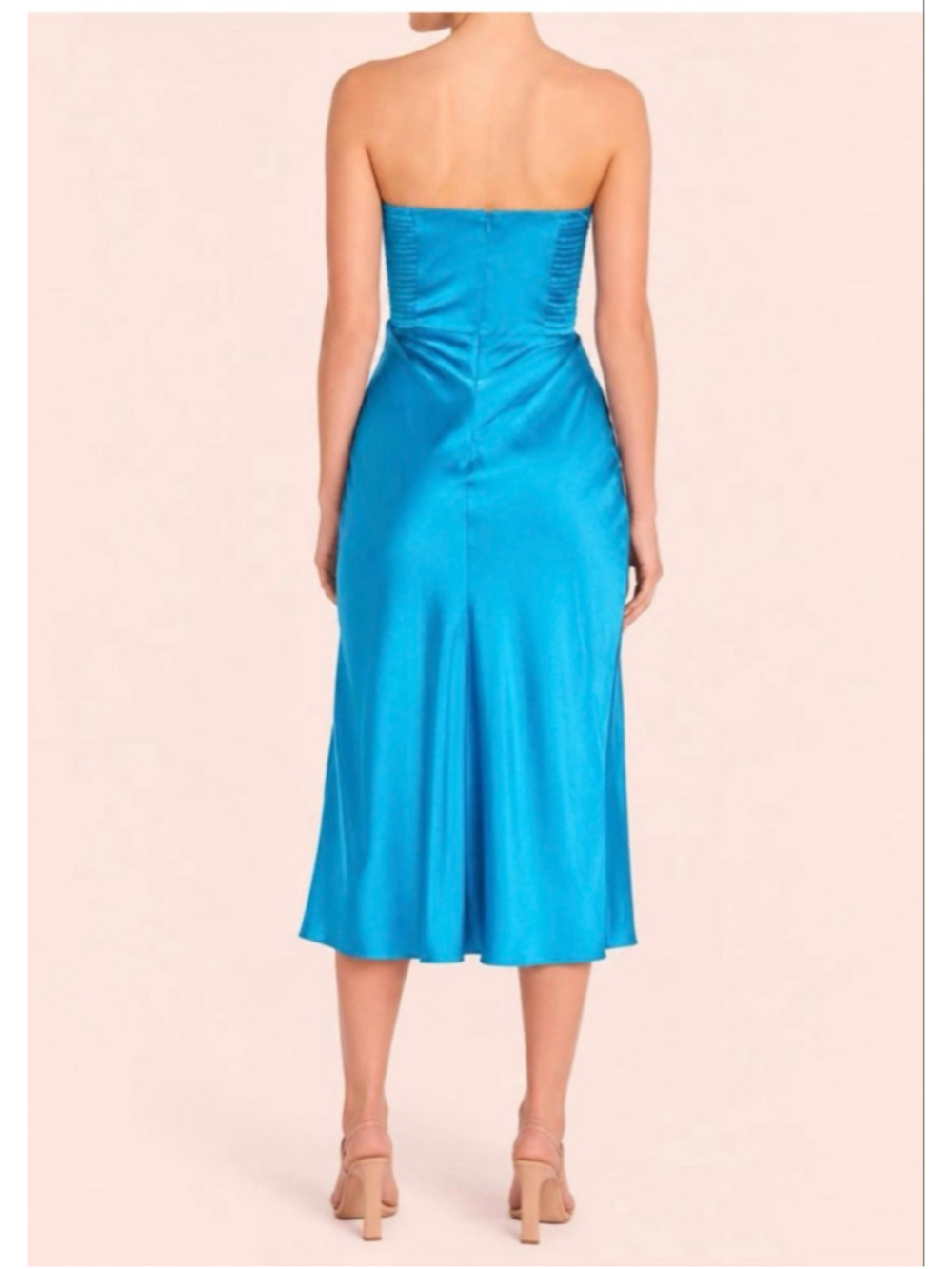 Women's Amanda Uprichard Blue Strapless Midi Dress S - Picture 2 of 5